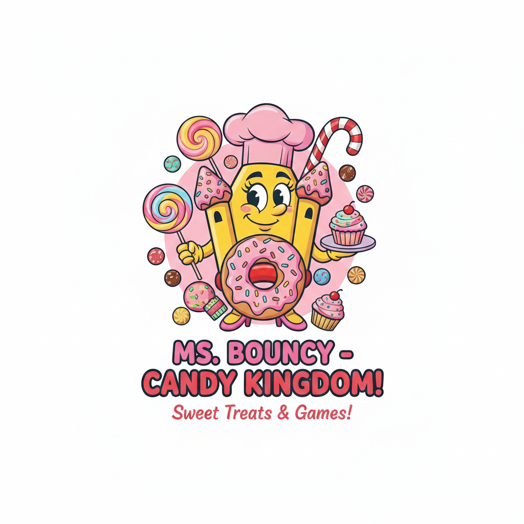 Voorbeeld ingekleurd: Ms. Bouncy Candy Kingdom
