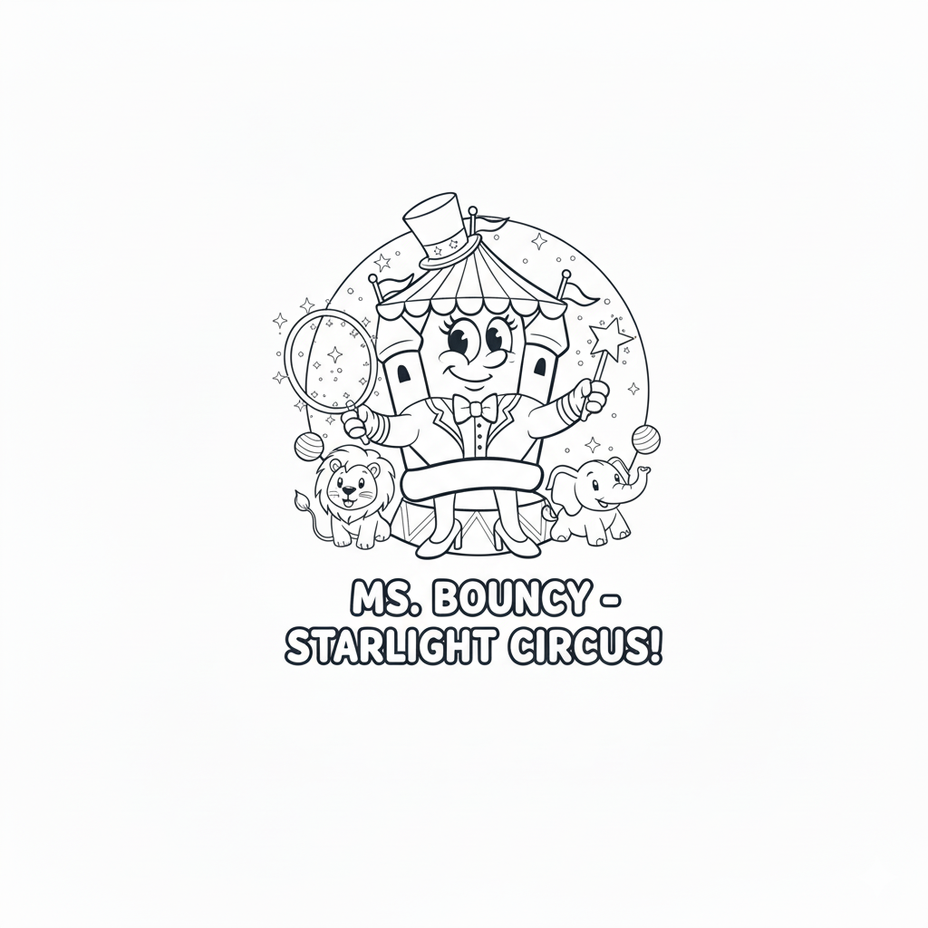 Kleurplaat Ms. Bouncy Starlight Circus blanco